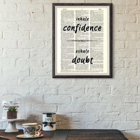 Confidence Doubt Inspirational Quote DICTIONARY ART PRINT Vintage Wall Decor Art - Picture 5 of 11